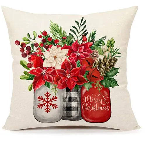 Christmas Design Cushion Covers 4-Piece Set – Festive Cushion Cases for Christmas, Decoration for Sofa, Living Room, and Bedroom, 45x45 cm