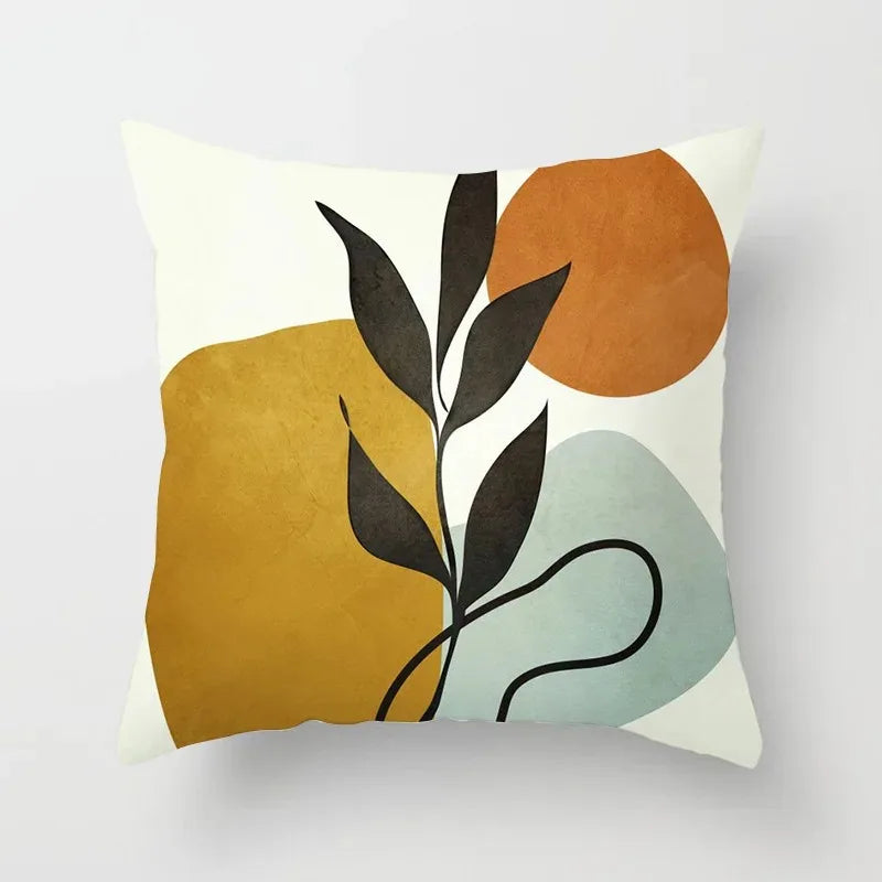 Cushion Cover with Plant Motif for Living Space – Modern Decorative Cushion Cover for Living Room Decoration