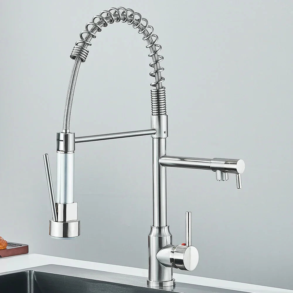 Faucet with Double Outlet – High-Quality Faucet for Flexible Washing, Swiveling, Ideal for Modern Kitchens, Easy to Clean and Simple Installation