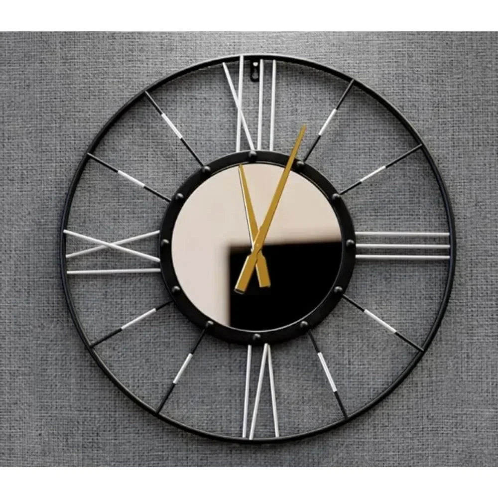 Modern Metal Wall Clock with Roman Numerals – Stylish Decoration for Living Room and Office