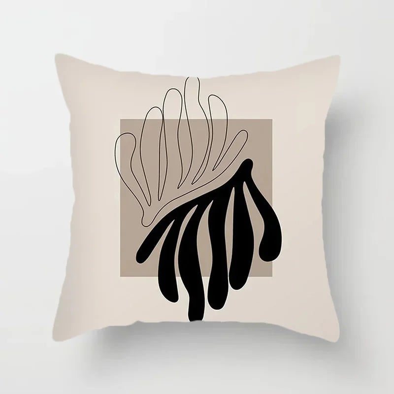 Decorative Pillow Cover with Abstract Line Art Pattern for Living Room and Bedroom – Modern Design