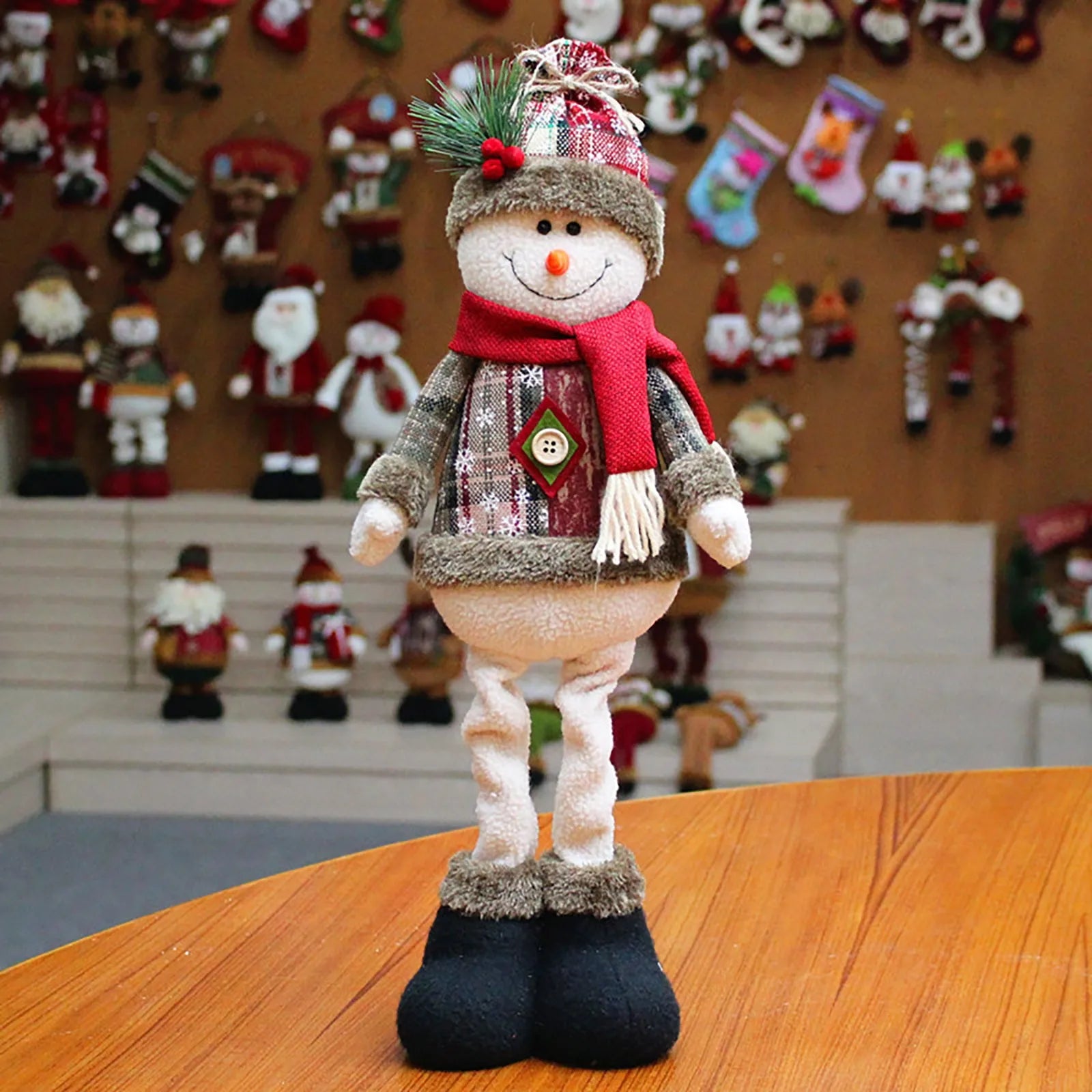 Christmas Plush Figures – Santa Claus, Snowman, and Reindeer for Children's Room Decoration