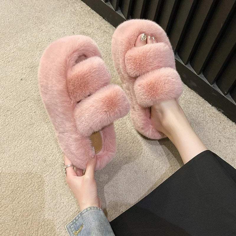 Fluffy Women's Slippers – Warm, Soft Slippers for Home with Non-Slip Sole, Ideal Winter Slippers for Cozy Hours