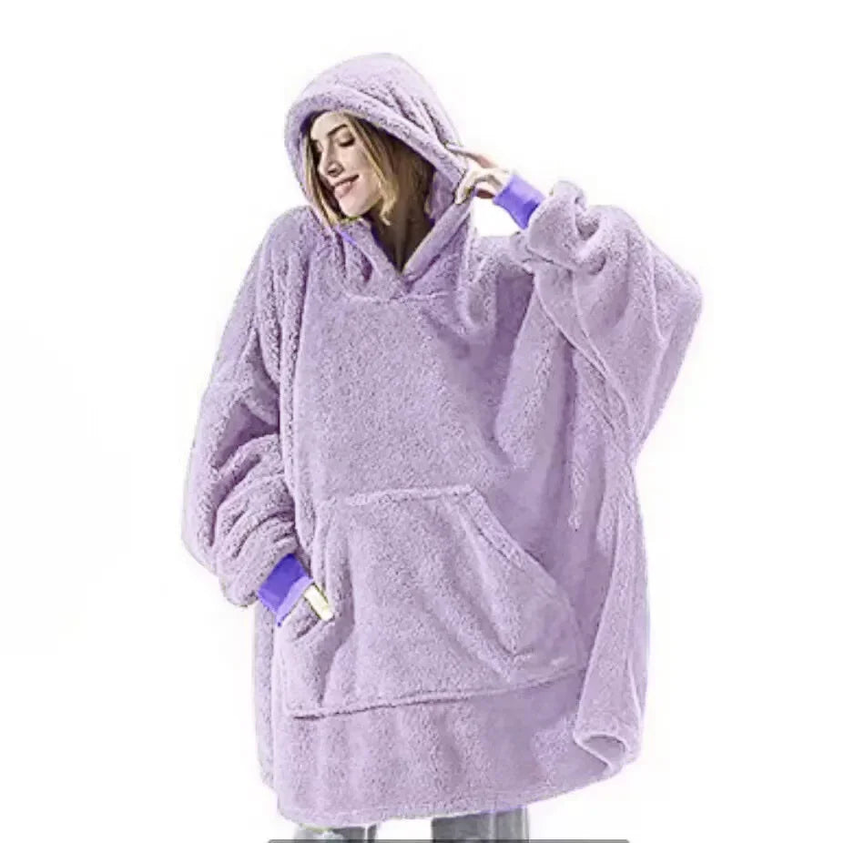 Cozy Blanket Sweater with Hood – Fleece Hoodie Blanket for Cozy Evenings