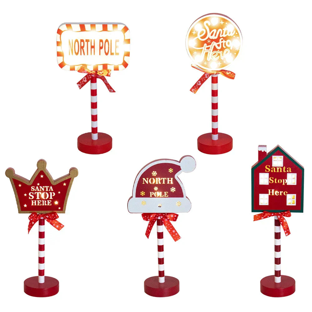 Retro LED Christmas Lamp in North Pole Design – Festive Table Lamp for Christmas Decoration