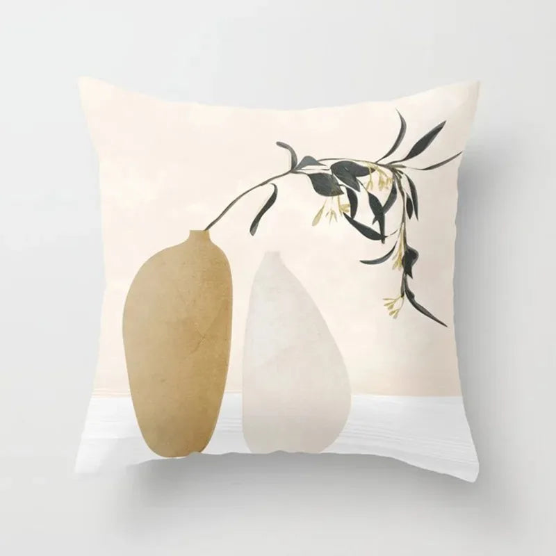 Cushion Cover with Plant Motif for Living Space – Modern Decorative Cushion Cover for Living Room Decoration