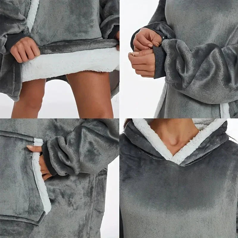 Warm Hooded Blanket with Large Pocket - Cozy Oversized Hoodie for Men and Women, Ideal for Cozy Evenings, Soft Fleece Material for Maximum Warmth and Comfort