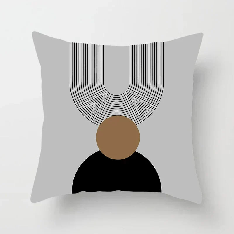 Decorative Pillow Cover with Abstract Line Art Pattern for Living Room and Bedroom – Modern Design