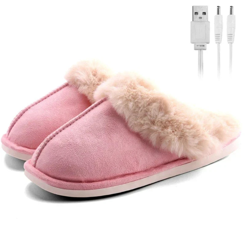 Heated USB Slippers for Cold Winter Days – Cozy House Shoes for Men and Women, Comfortable and Non-Slip, Ideal for Home and Office