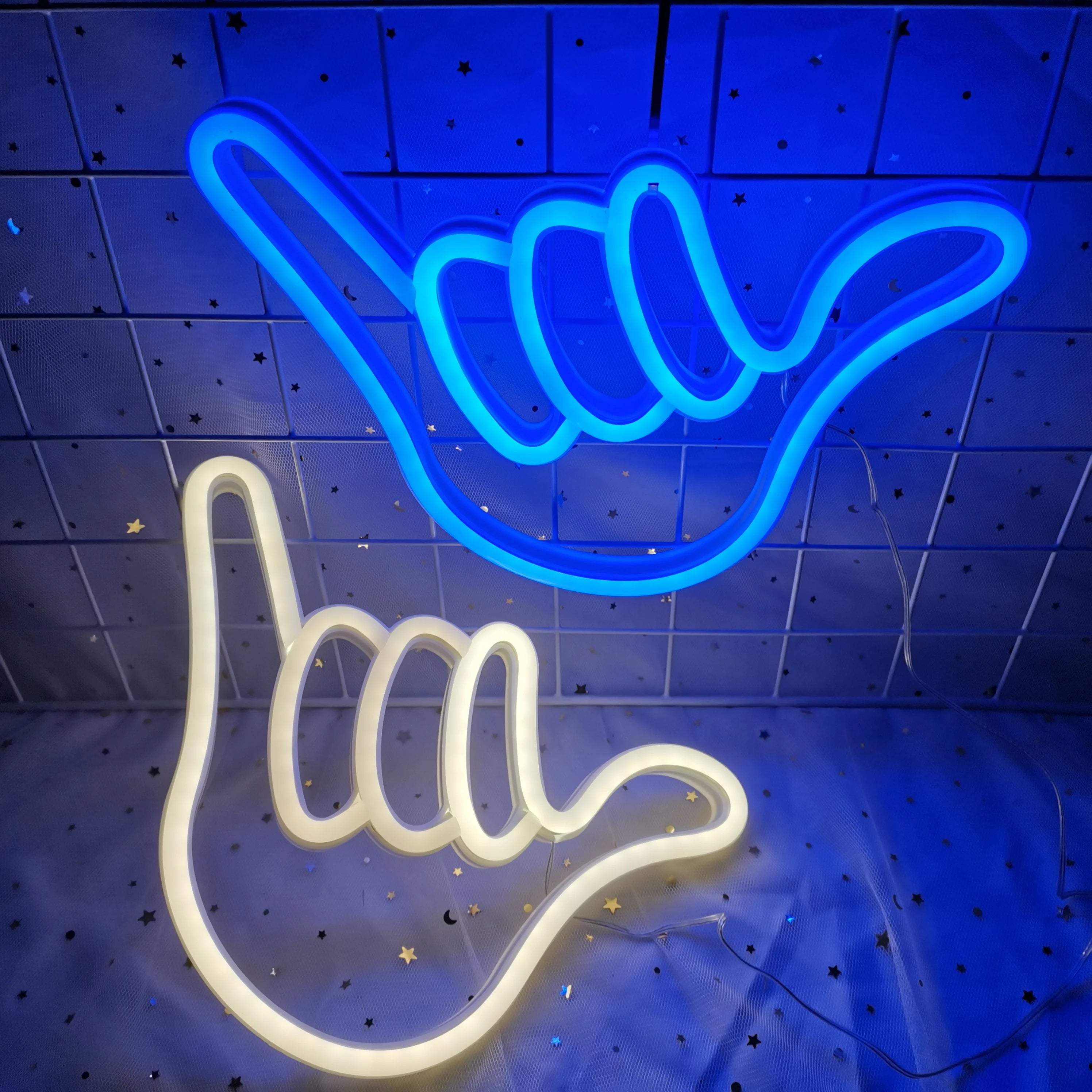 Peace Hand Gesture LED Neon Wall Lights