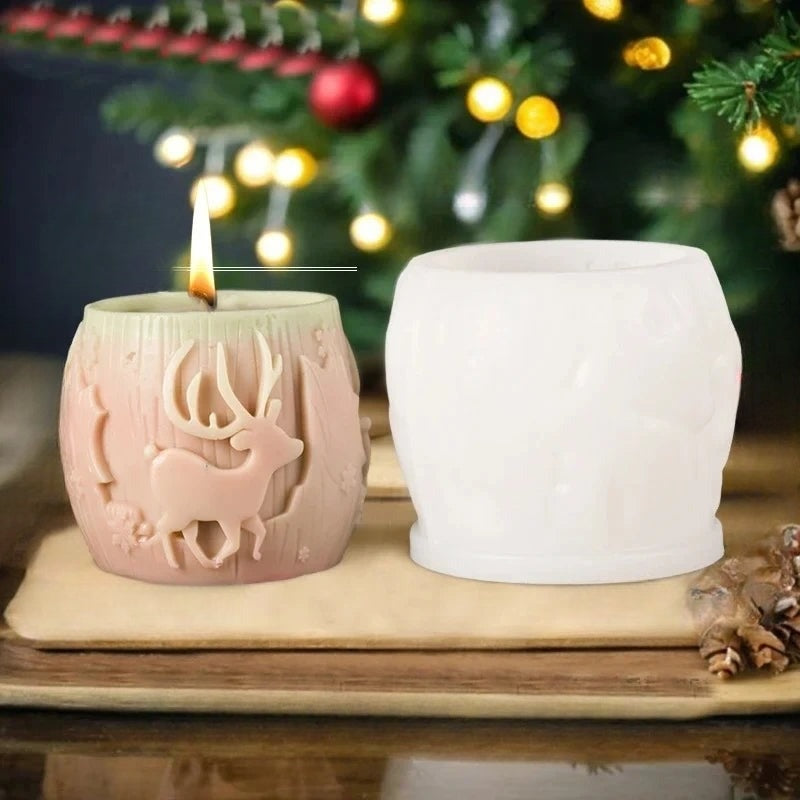 Cylindrical Silicone Mold for Candles – Elegant Christmas Decoration in Christmas Tree Shape