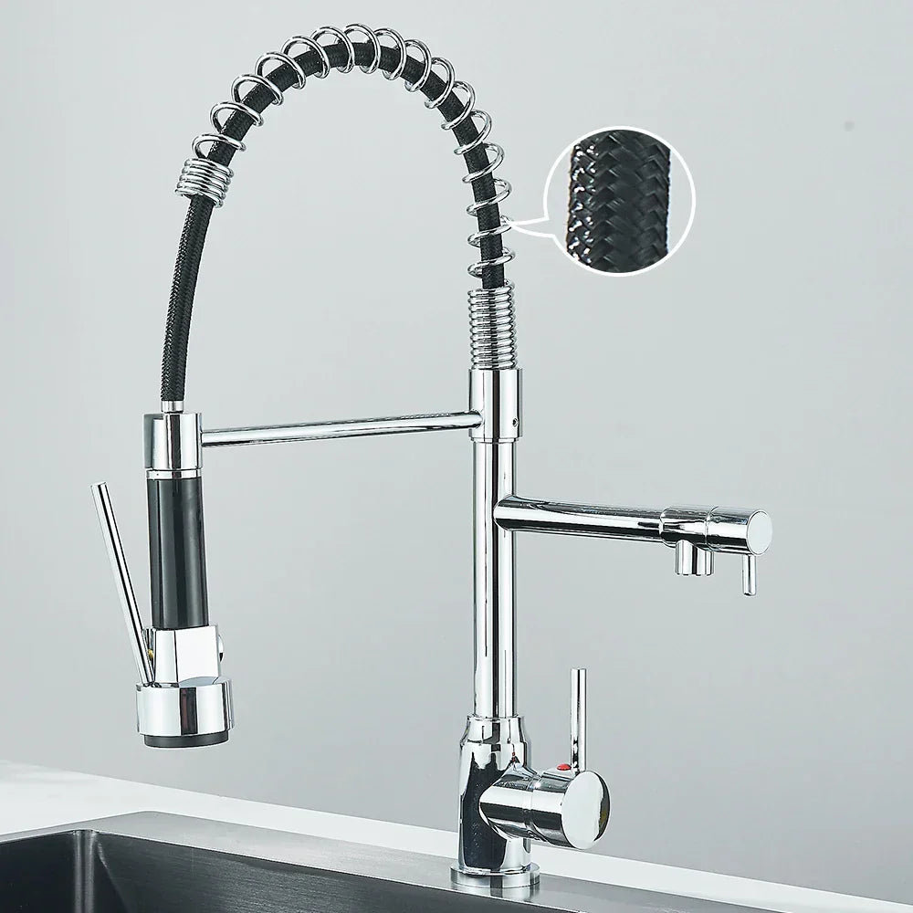 Faucet with Double Outlet – High-Quality Faucet for Flexible Washing, Swiveling, Ideal for Modern Kitchens, Easy to Clean and Simple Installation