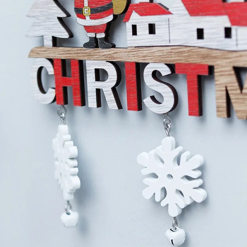 Wooden Christmas Decoration for Hanging – Funny Hanging Decoration with Santa and Snowflakes