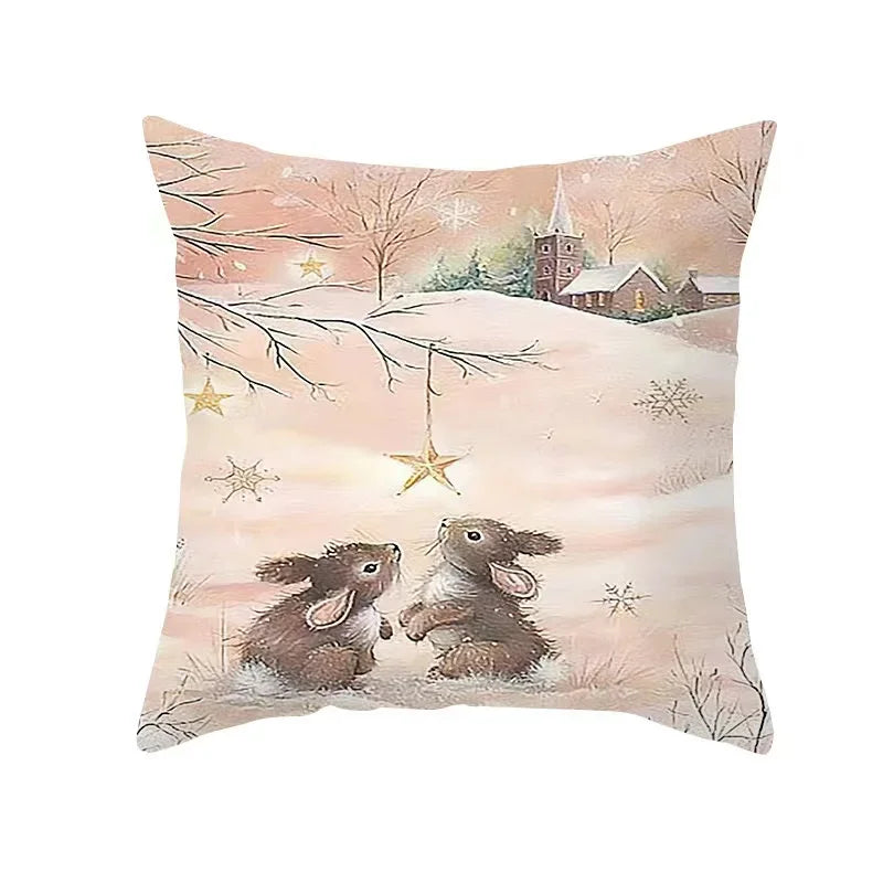 Christmas Cushion Covers Set – Elegant Christmas Decoration for Sofa and Living Room, Festive Cushion Covers 45x45 cm, High-Quality Cotton