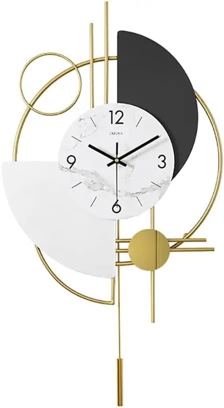 Modern 3D Wall Clock for Living Room – Elegant Decorative Clock with Gold Accents