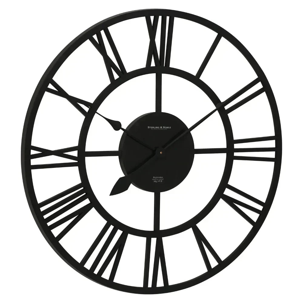 Large Wall Clock with Roman Numerals – Stylish Metal Clock for Living Room Decoration