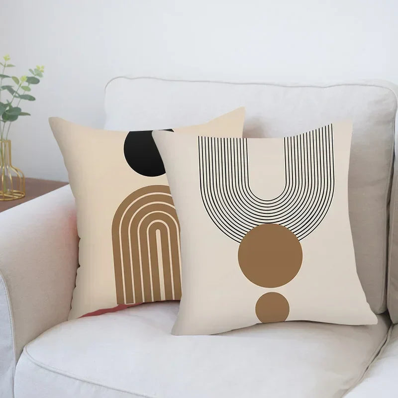 Decorative Pillow Cover with Abstract Line Art Pattern for Living Room and Bedroom – Modern Design