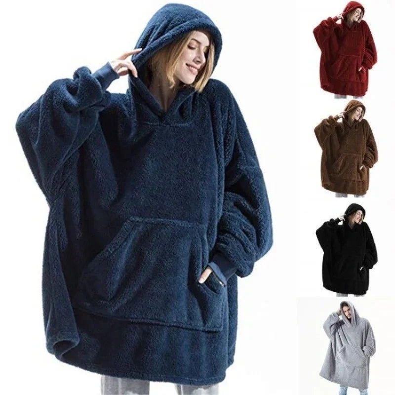 Cozy Blanket Sweater with Hood – Fleece Hoodie Blanket for Cozy Evenings