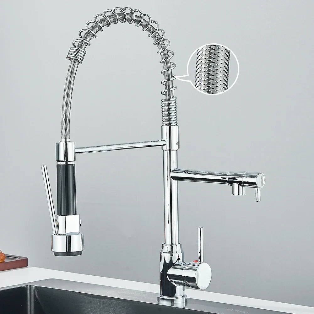 Faucet with Double Outlet – High-Quality Faucet for Flexible Washing, Swiveling, Ideal for Modern Kitchens, Easy to Clean and Simple Installation