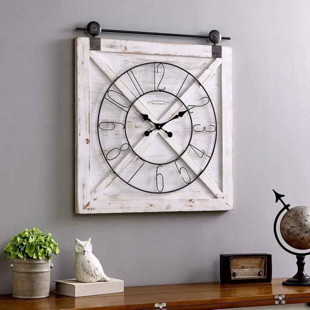 Vintage Wooden Wall Clock – Rustic Decorative Clock for Living Room and Kitchen