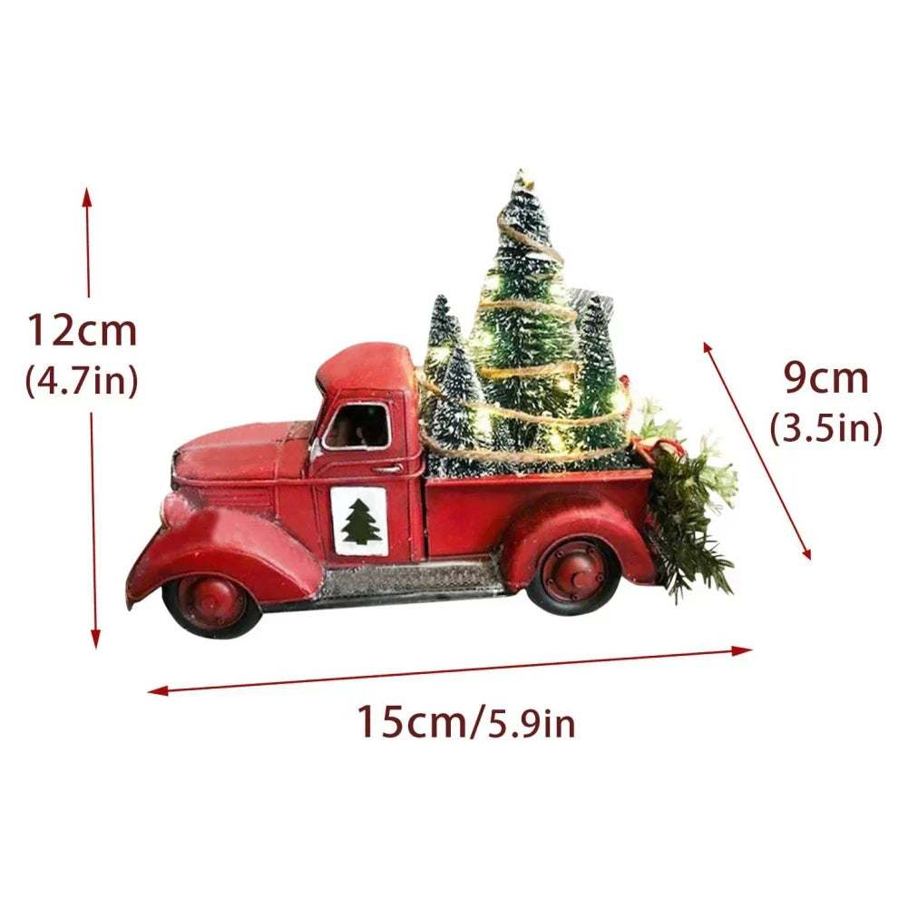 Red Christmas Decor Truck - Nostalgic Christmas Decoration with Christmas Tree