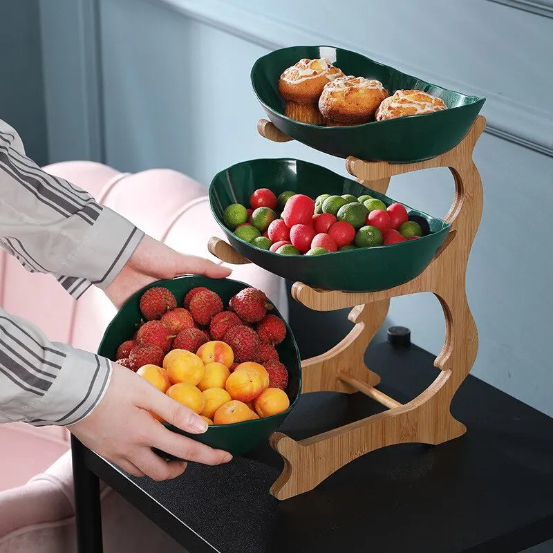 Elegant Metal Fruit Stand with 3 Tiers – Space-Saving Fruit Bowl for Kitchen and Living Room