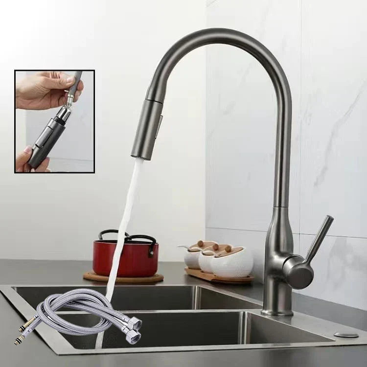 Faucet with Pull-Down Hand Shower – Flexible Faucet for Sinks, High Pressure, Stainless Steel, Easy to Clean, Perfect for Modern Kitchens