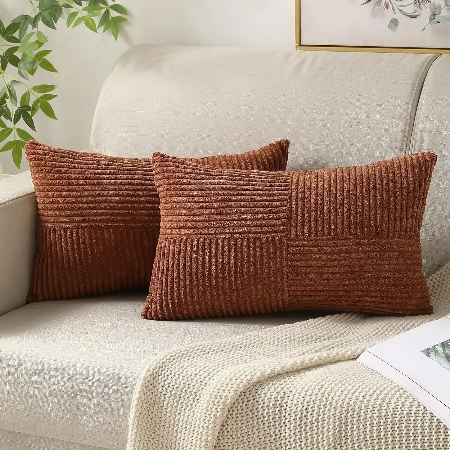 Striped Cord Pillow Cover – Soft Cushion Cover for Sofa and Car Decoration