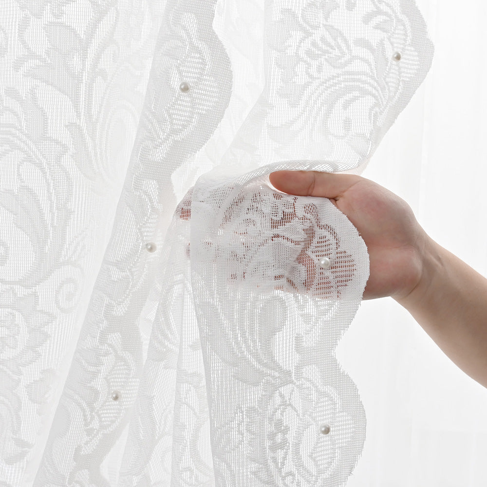 Transparent Curtain Made of White Lace – Elegant Window Protection with Translucent Design