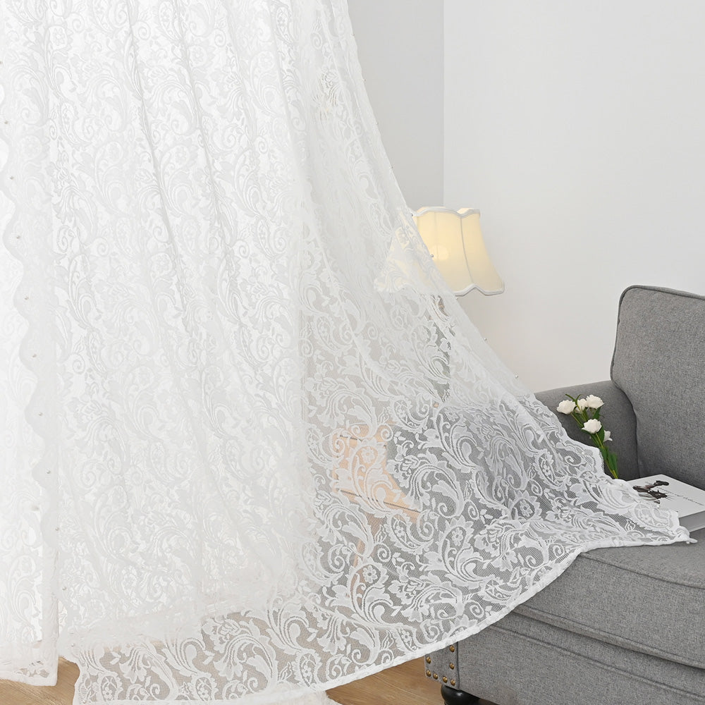 Transparent Curtain Made of White Lace – Elegant Window Protection with Translucent Design