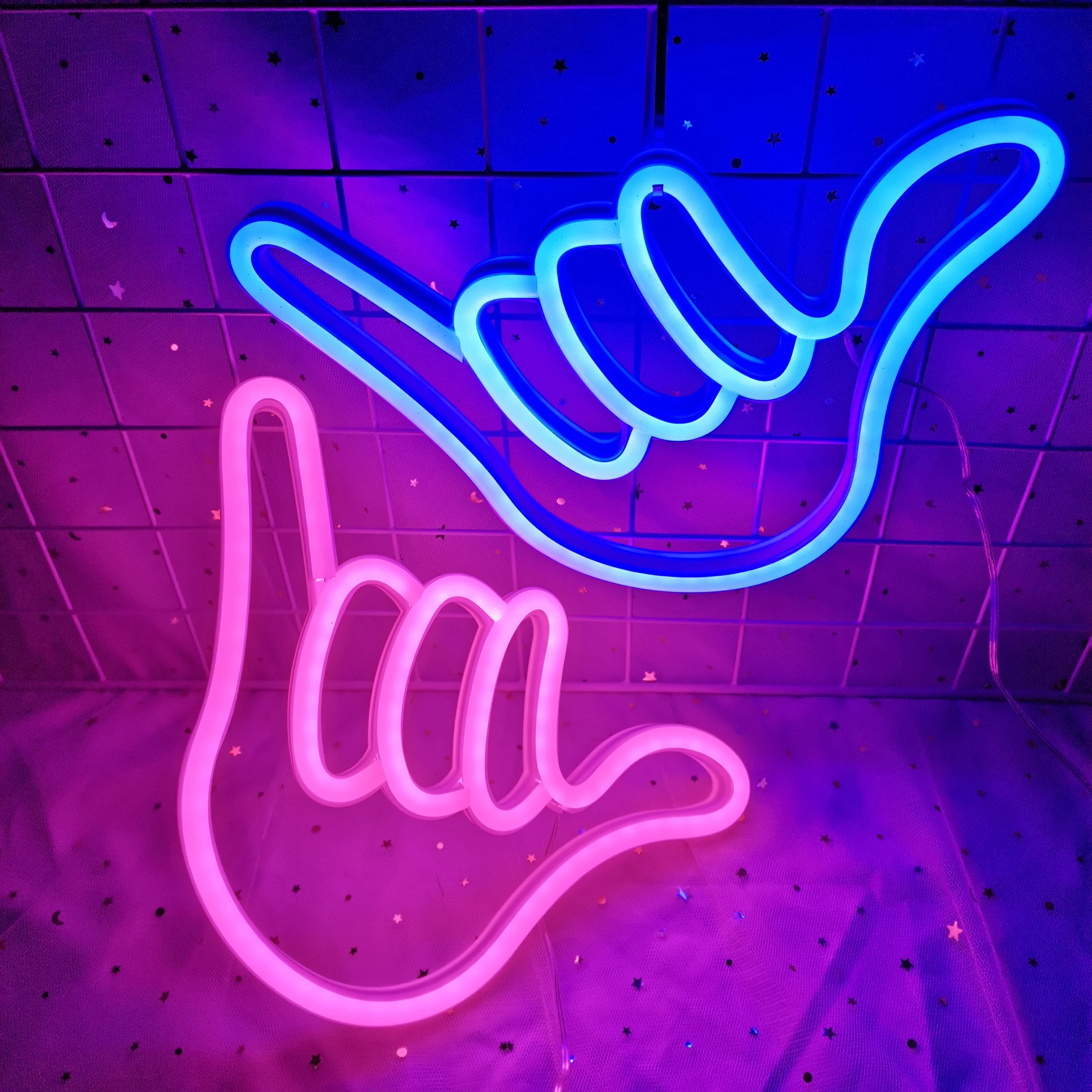 Peace Hand Gesture LED Neon Wall Lights