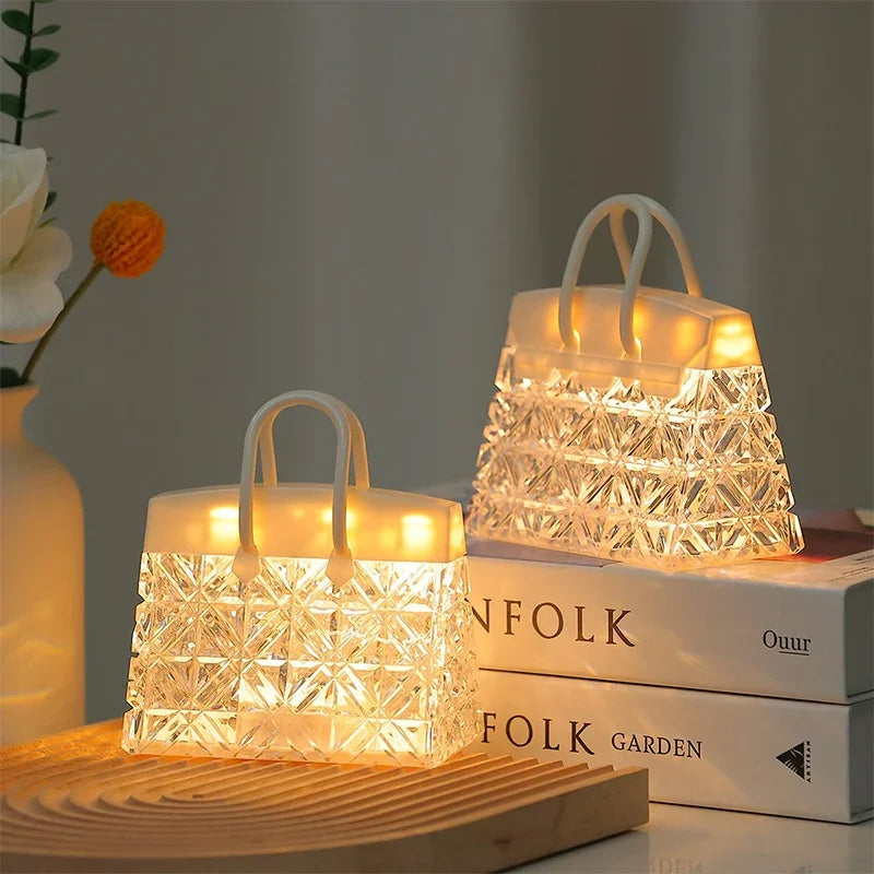 Creative LED Night Light in Handbag Shape, Dimmable, Decorative Table Lamp for Bedroom