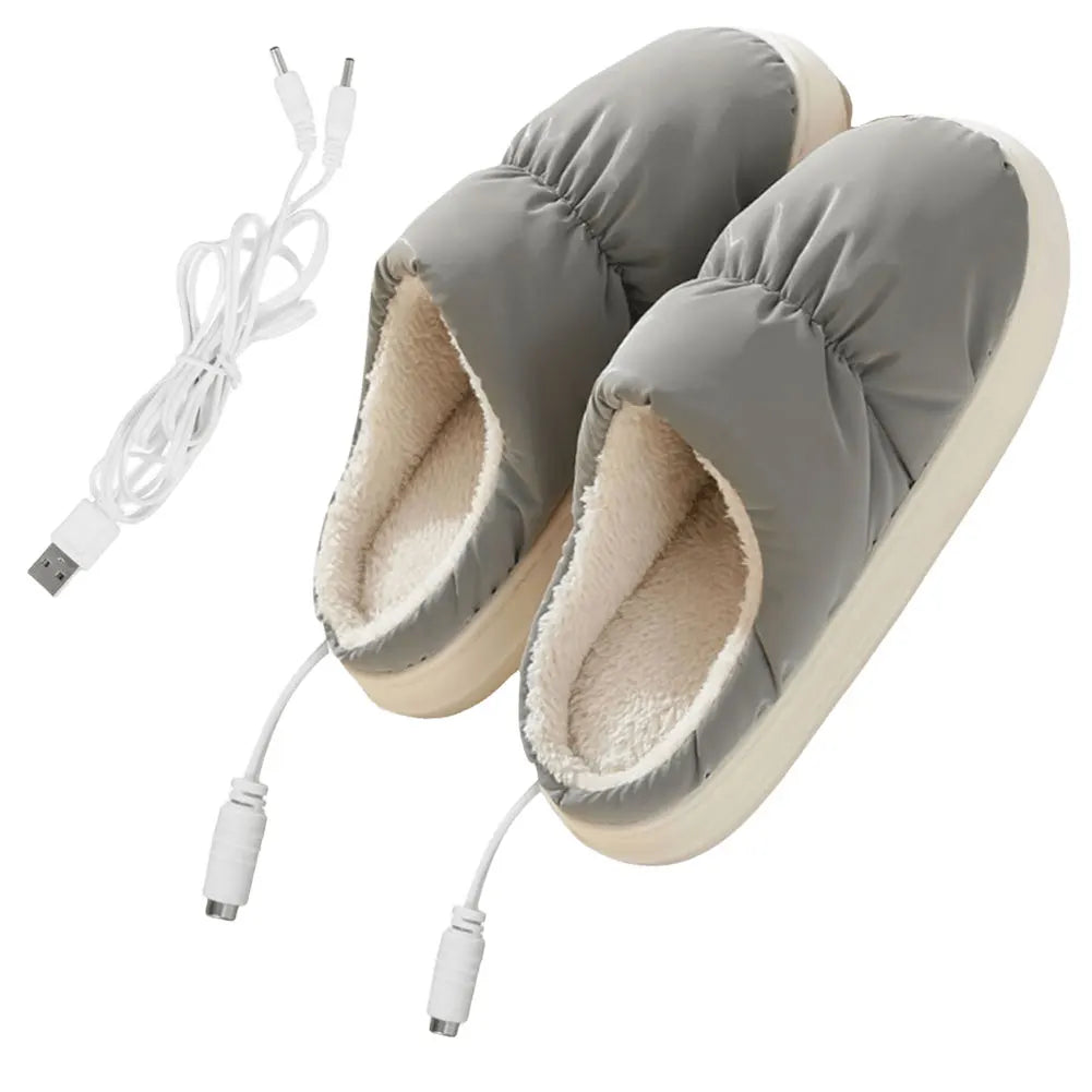 Thick USB Heating Slippers for Cold Winter Days – Plush and Non-Slip House Shoes, Comfortable and Warming, Ideal for Home and Office