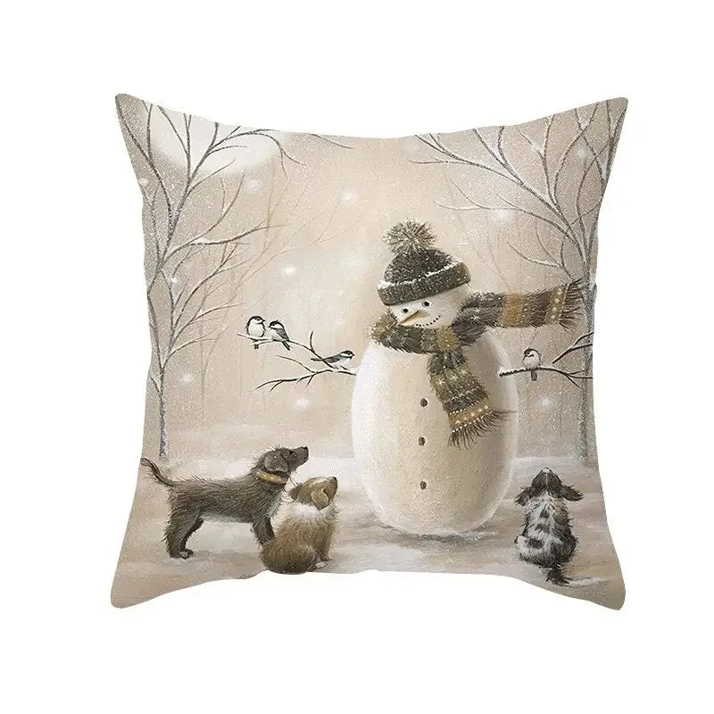 Christmas Cushion Covers Set – Elegant Christmas Decoration for Sofa and Living Room, Festive Cushion Covers 45x45 cm, High-Quality Cotton