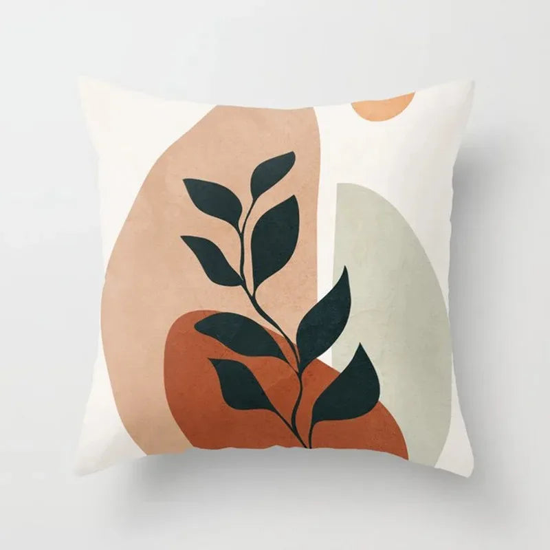 Cushion Cover with Plant Motif for Living Space – Modern Decorative Cushion Cover for Living Room Decoration