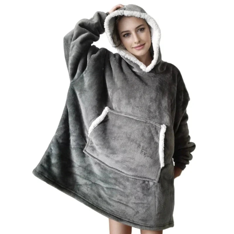 Warm Hooded Blanket with Large Pocket - Cozy Oversized Hoodie for Men and Women, Ideal for Cozy Evenings, Soft Fleece Material for Maximum Warmth and Comfort