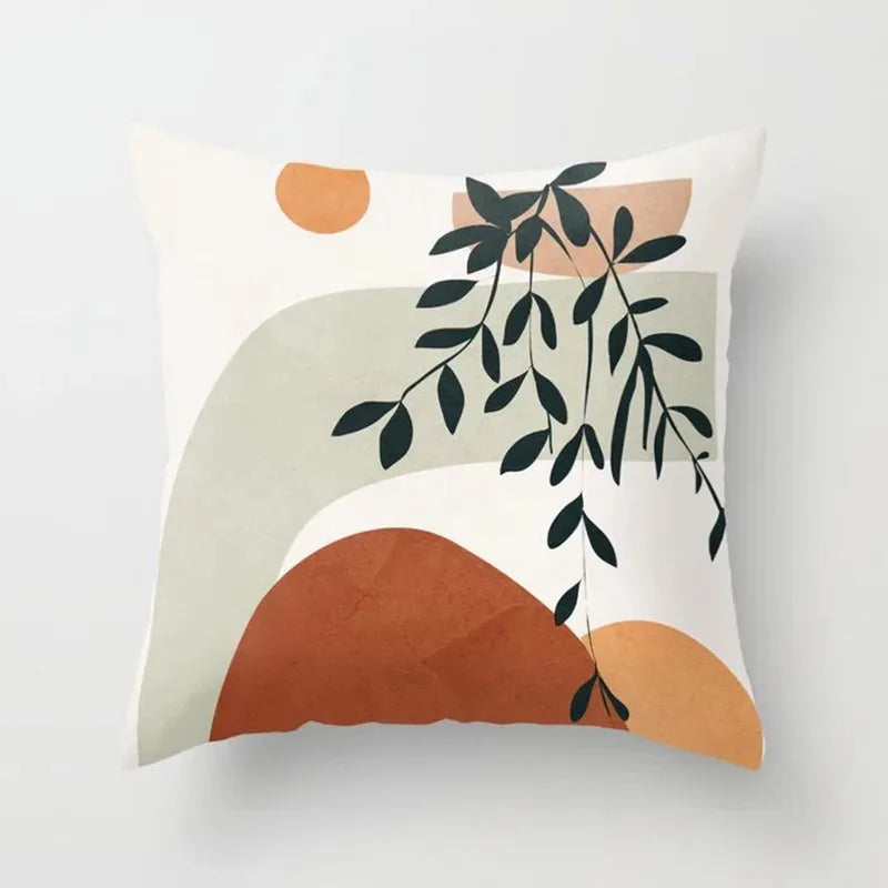 Cushion Cover with Plant Motif for Living Space – Modern Decorative Cushion Cover for Living Room Decoration