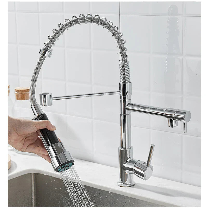 Faucet with Double Outlet – High-Quality Faucet for Flexible Washing, Easy Installation, Ideal for Modern Kitchens, Swiveling and Durable