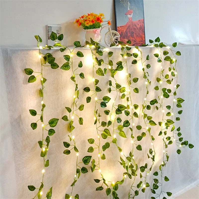 Decorative LED String Lights with Artificial Ivy – Ideal for Indoor and Outdoor Decoration