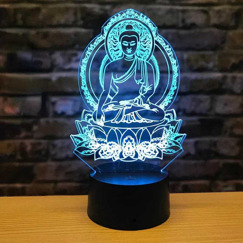 3D LED Buddha Lamp – Spiritual Night Light with Colour Change and Meditation Effect