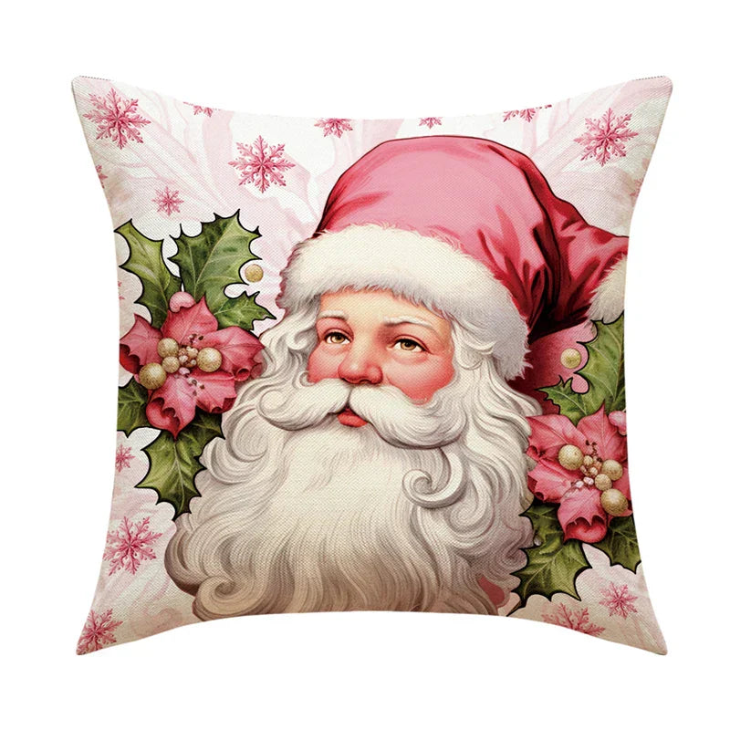 Christmas Cushion Covers 45x45 cm – Winter Decorative Pillow Cases for Sofa and Living Room, High-Quality Cotton, Christmas Design with Snowy Landscape