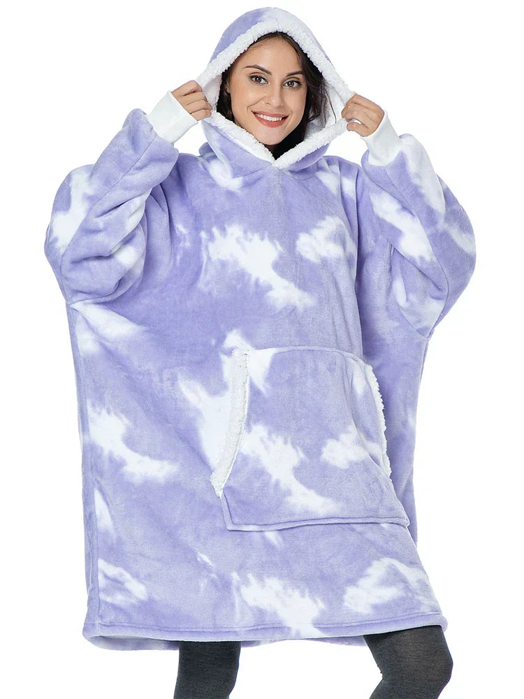 Cozy Fleece Blanket with Hood – Warming Hoodie for Home and Outdoor