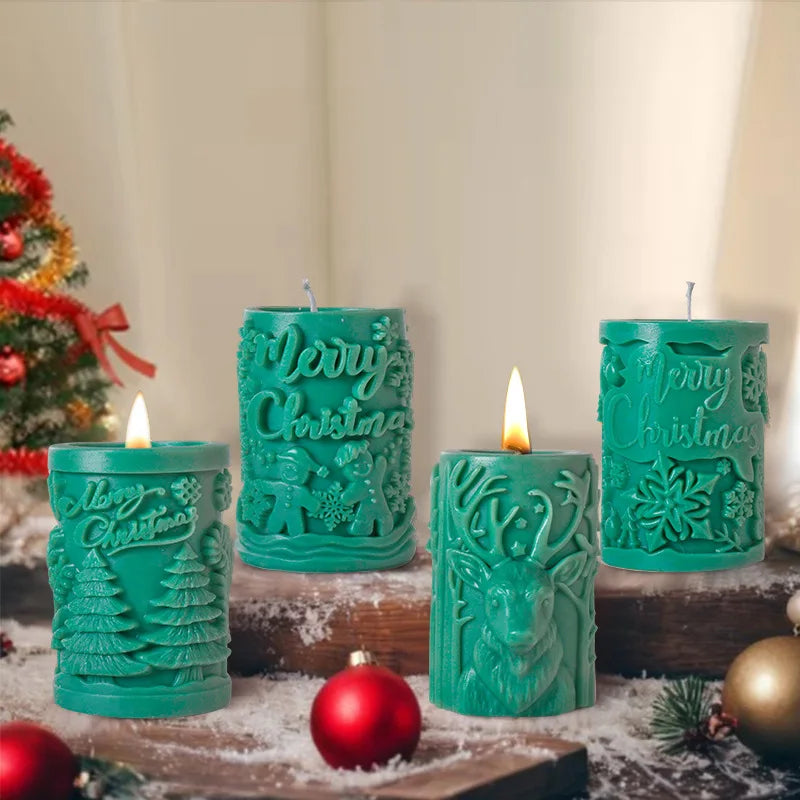 Cylindrical Silicone Mold for Candles – Elegant Christmas Decoration in Christmas Tree Shape