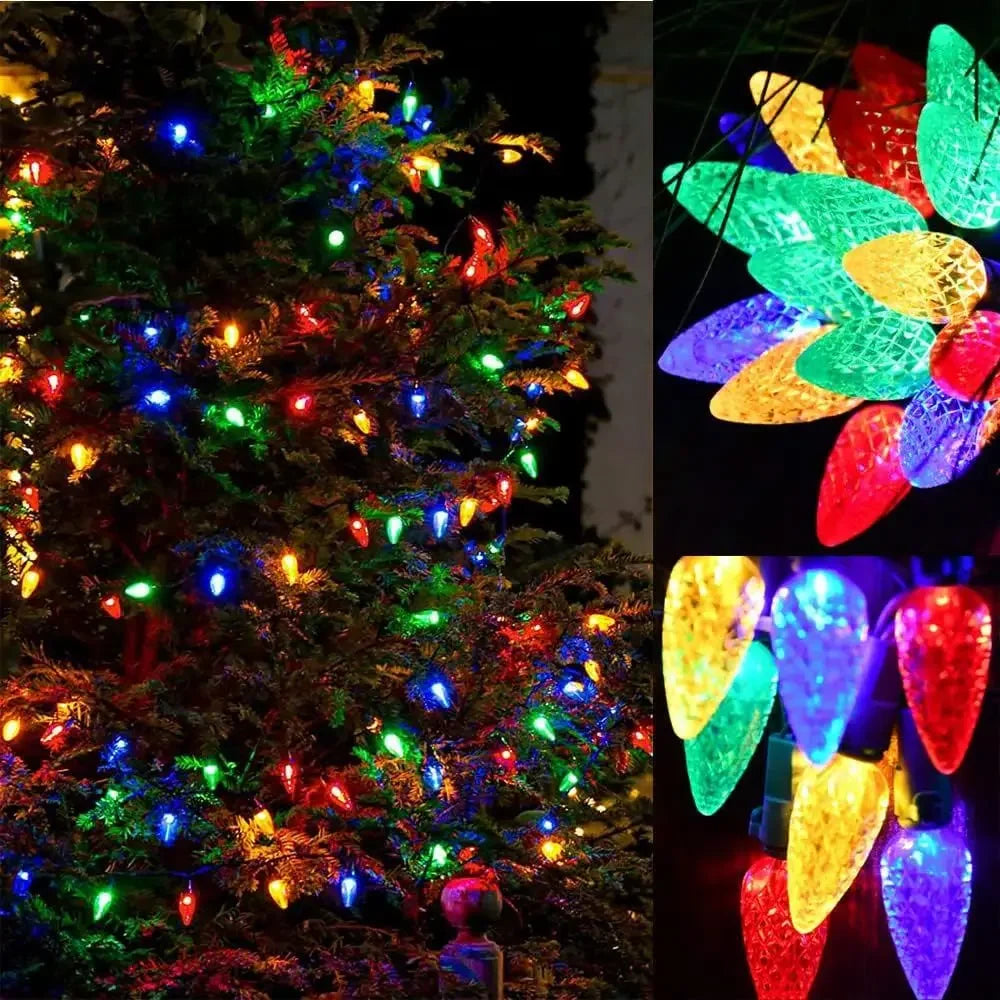 Colourful Solar LED String Lights C6 for Outdoor Use – Energy-Efficient Christmas Lighting