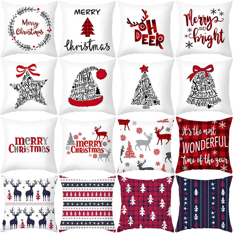 Christmas Cushion Covers Set – Elegant Christmas Decoration for Sofa and Living Room, Festive Cushion Covers 45x45 cm, High-Quality Cotton