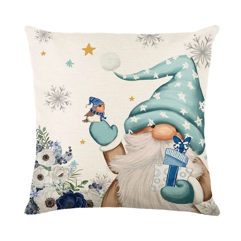 Christmas Cushion Covers 45x45 cm – Winter Decorative Pillow Cases for Sofa and Living Room, High-Quality Cotton, Christmas Design with Snowy Landscape