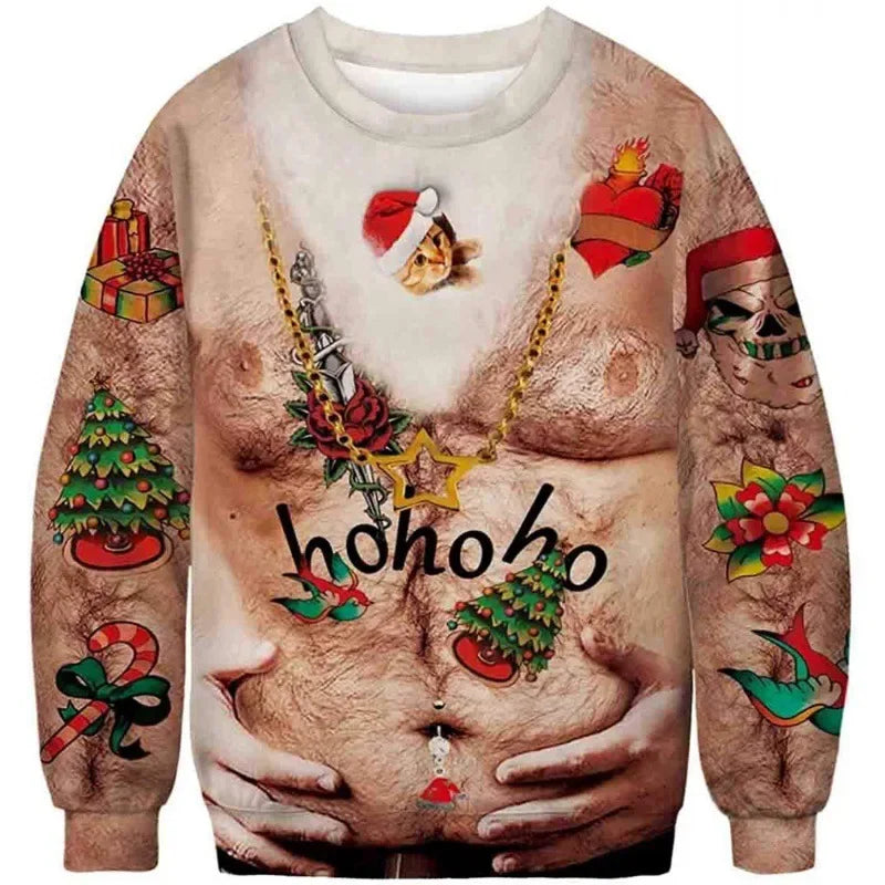 Funny Print Christmas Jumper | Brown