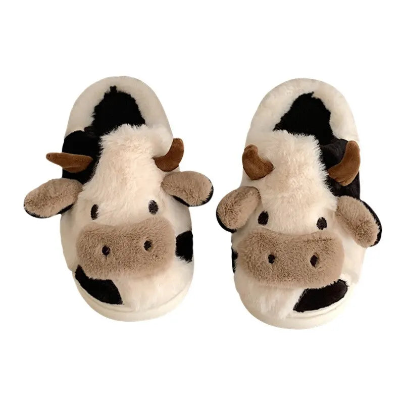 Funny Cow Slippers for Men and Women – Fluffy Winter Slippers, Comfortable and Warm, Non-Slip and Soft for Home