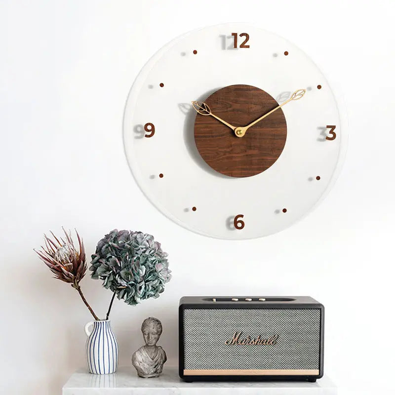 Modern Wall Clock Made of Walnut Wood – Stylish Wooden Wall Clock for Living Room and Office