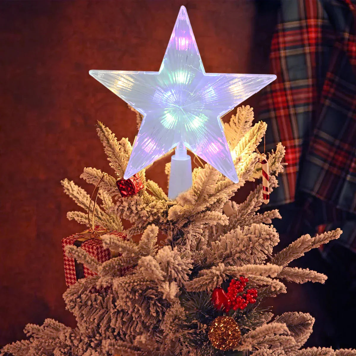 Glowing Christmas Star – LED Illuminated Tree Topper for Christmas Tree, Sparkling Christmas Decoration for Festive Lighting and Elegant Decor